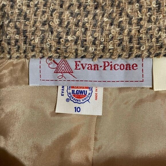 Evan Picone Vintage 70’s 100% Wool A-Line Tweed Skirt with Front Pleat Size 10 T - Picture 5 of 11